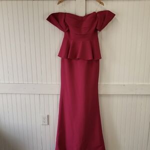 Alexander By Daymor NEW Fushia Pink Off Shoulder Maxi Gown Dress Size 6 #1376